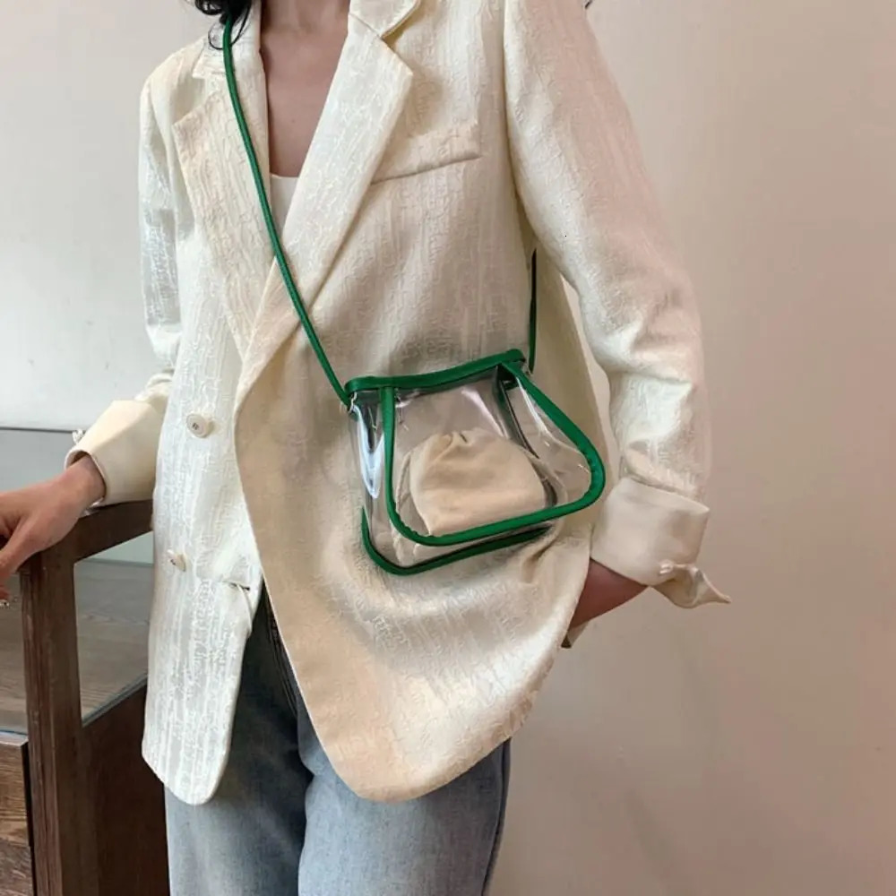 Creative 2 in 1 Clear Crossbody Bag Portable Waterproof shoulder bag Casual PVC Womens Bag Commuting 250606