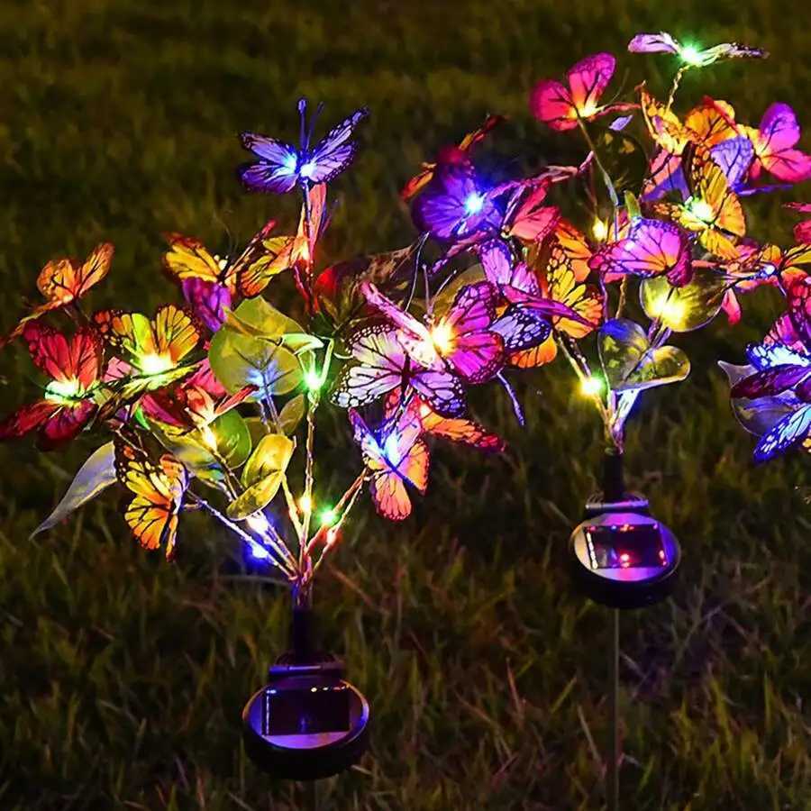 1PC Solar Butterfly LED Garden Lights Stainless Steel Outdoor Lawn Lamp Landscape Decoration for Villa Balcony Courtyard Garden W250607