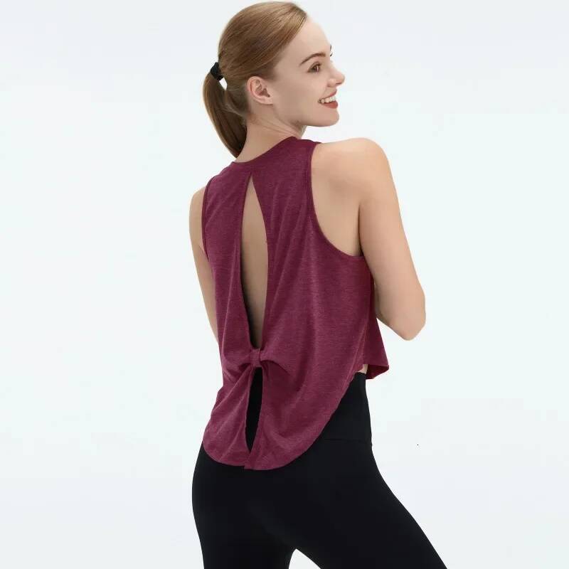 STOUREG New Women's Hollowed Out Dovetail Top Yoga Wear, Outdoor Running Sports Fiess Tank Tops,Gym Shirt