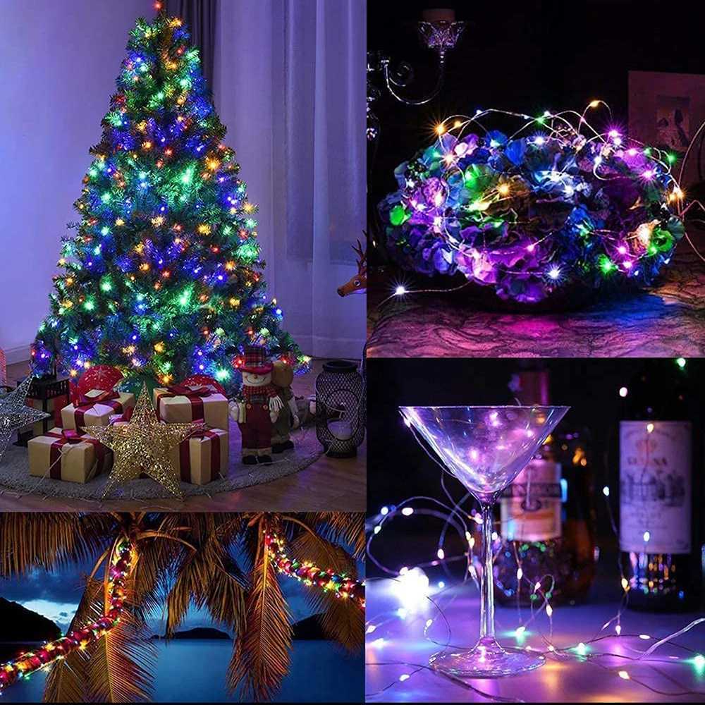 LED Fairy String Lights Waterproof Outdoor Garland Solar Power Holiday Christmas Lamp For Garden Party Tree Decoration XJ250606