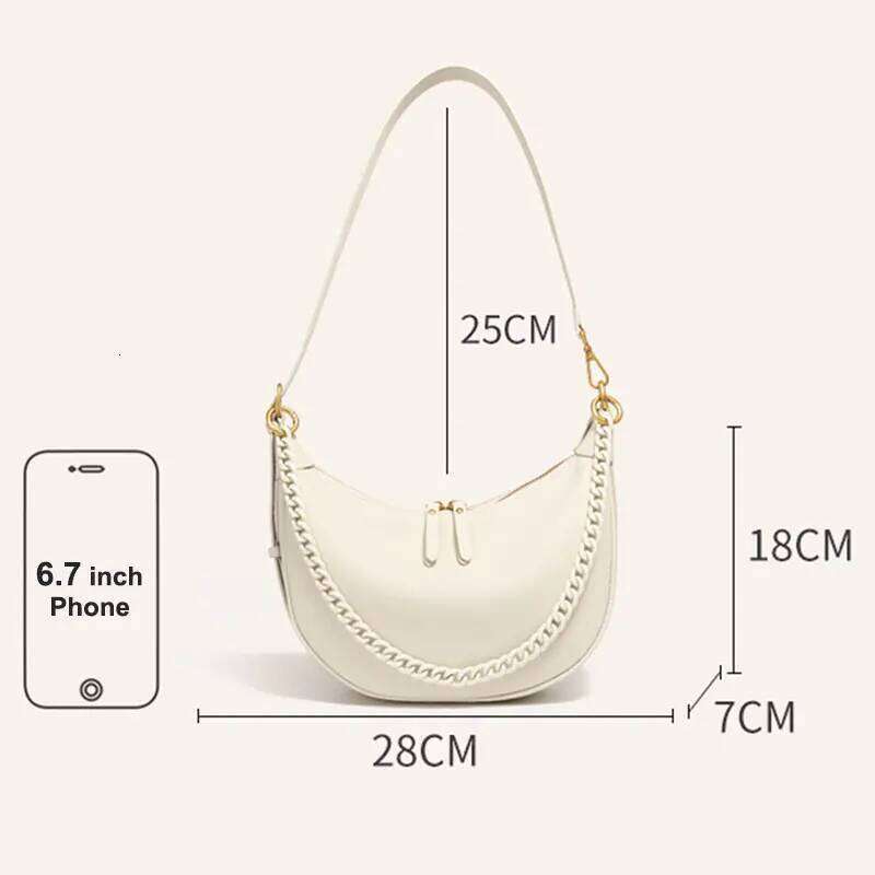 2025 New Women's 100% Genuine Leather Half Moon Chain Bag Designer Cowhide Women Crossbody Shoulder Bags 2988