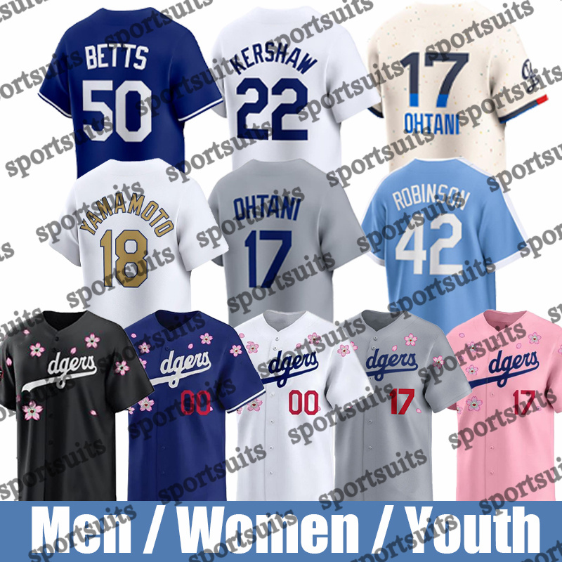 #17 Shohei Ohtani Jersey dodgers Jersey #5 Freddie Freemann Jersey #18 Yoshinobu Yamamoto Jersey 50 Mookie Bettss shirt Blake Snell Jackie Robinson Baseball Jerseys