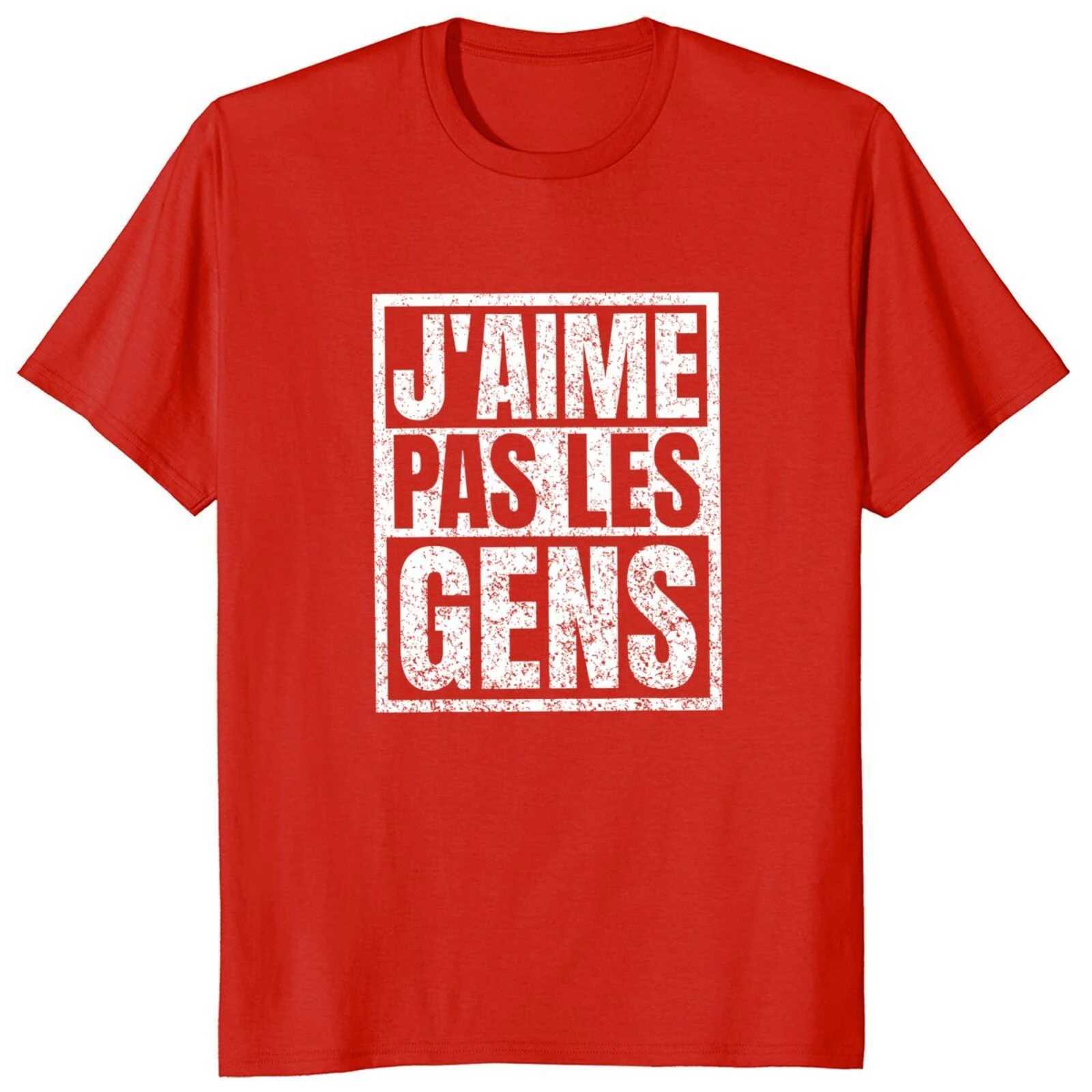 I Dont Like People T Shirt French Texts Introverted Humor Gift Women Men Clothing 100% Cotton Soft Unisex T-shirt EU Size X250607