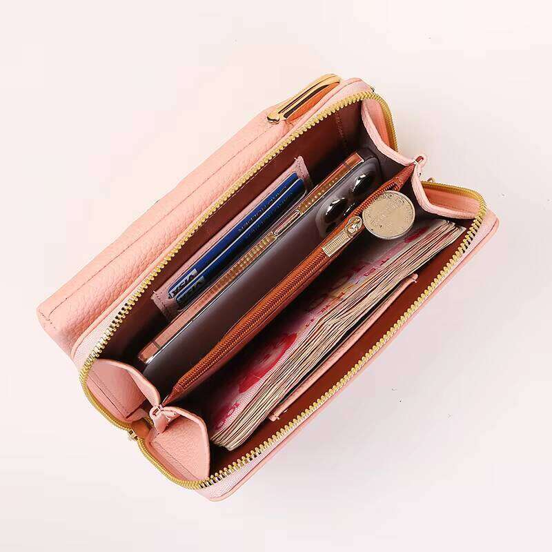 2025 New Embroidered Flower Phone Bag Single PU Shoulder Multi-function Crossbody Bags Long Wallets with Detachable Strap