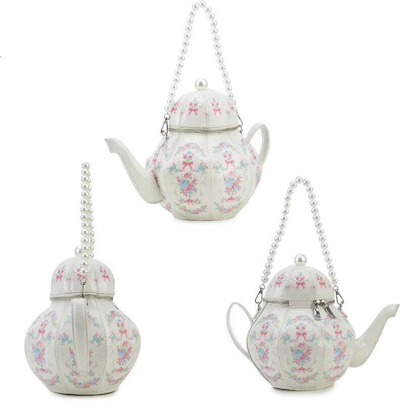 Novelty Pot Shaped Women Handbag Tea Sociecty Shoulder Girls Lolita Cute Daily Crossbody Purse Small Buckets Bag