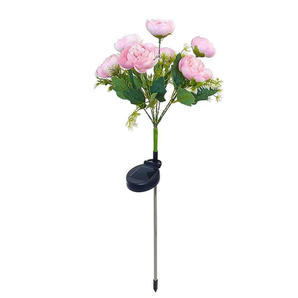 Simulated Outdoor Solar Camellia Smart Sense Garden Lights Yard Wedding Thanksgiving Decor Light Waterproof LED Lawn Light XJ250606