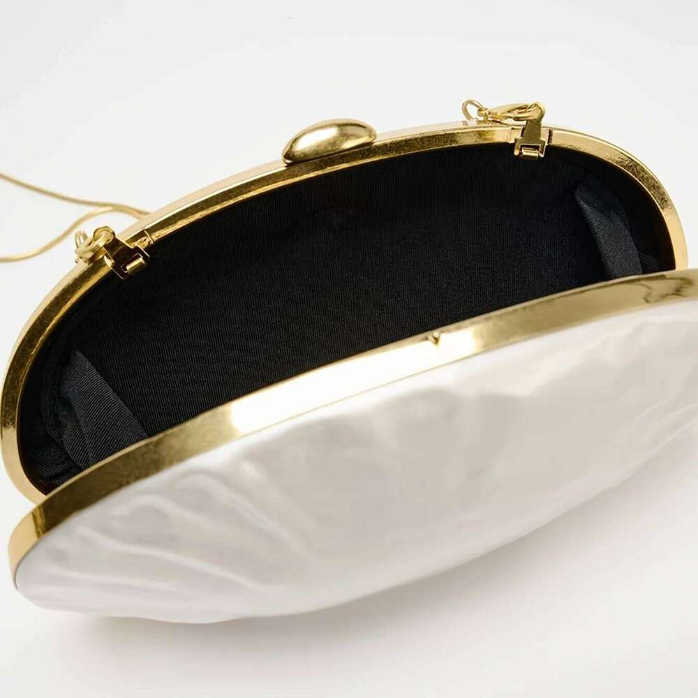 Shell Clutch Bag Acrylic pearl color frame purse women wedding evening party cute ivory handbag new 2025 spring