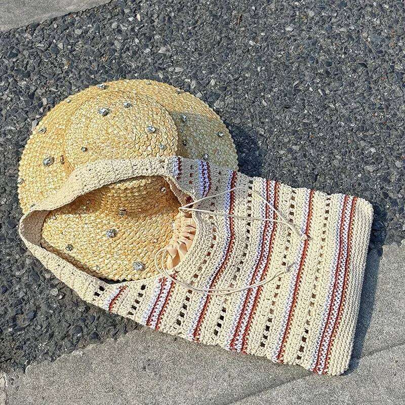 Hollow Out Straw Women Shoulder Bags Designer Letters Weave Lady Handbag Casual Handmade Summer Beach Large Tote Bag