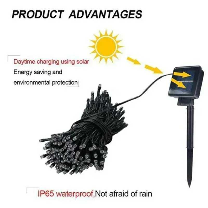 Solar String Light Fairy Garden Waterproof Outdoor Lamp 6V Garland For Christmas Xmas Holiday Party Home Decoration W250607