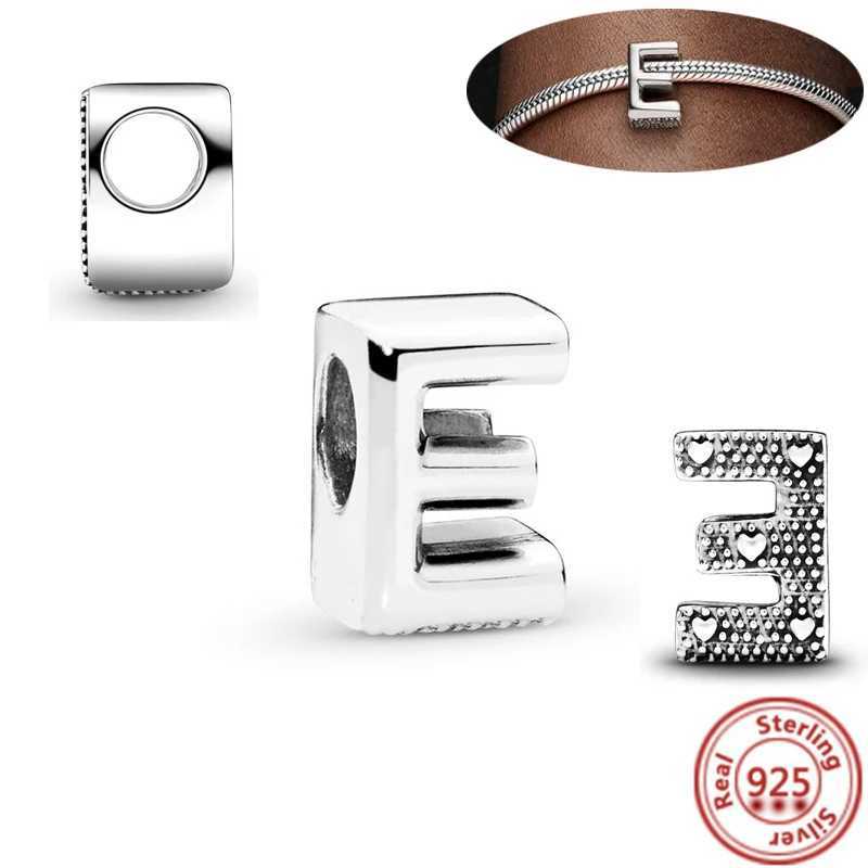 Real 925 Sterling Silver Letter Alphabet A to Z 26 Beads Fit Original Pantaro Charms Bracelet Women DIY Jewelry AccoriesXJ250607