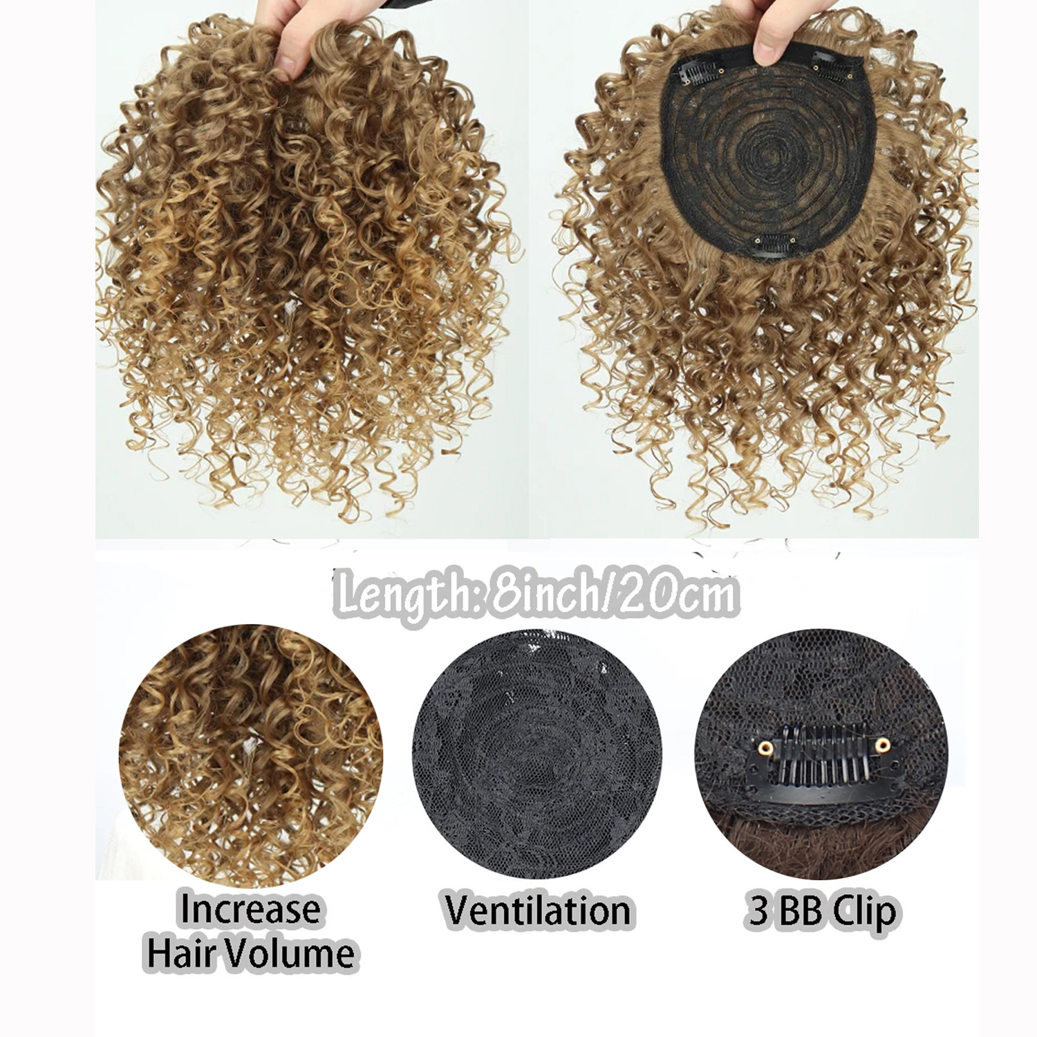 African small curly hair wig European and American women's fluffy natural high temperature silk synthetic fiber wig tablets 20 cm periwig