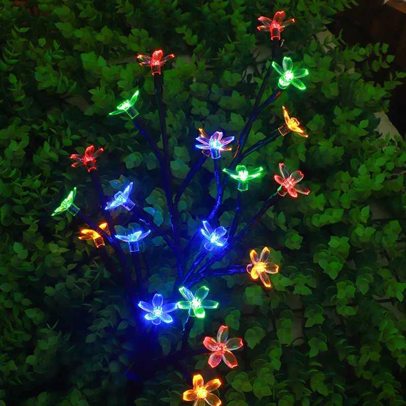 Solar Cherry Blossom Lights Garden Lights 20LED Outdoor Lawn Lights Patio Decoration Garden Aisle Ambient Landscape Light 1001 W250607