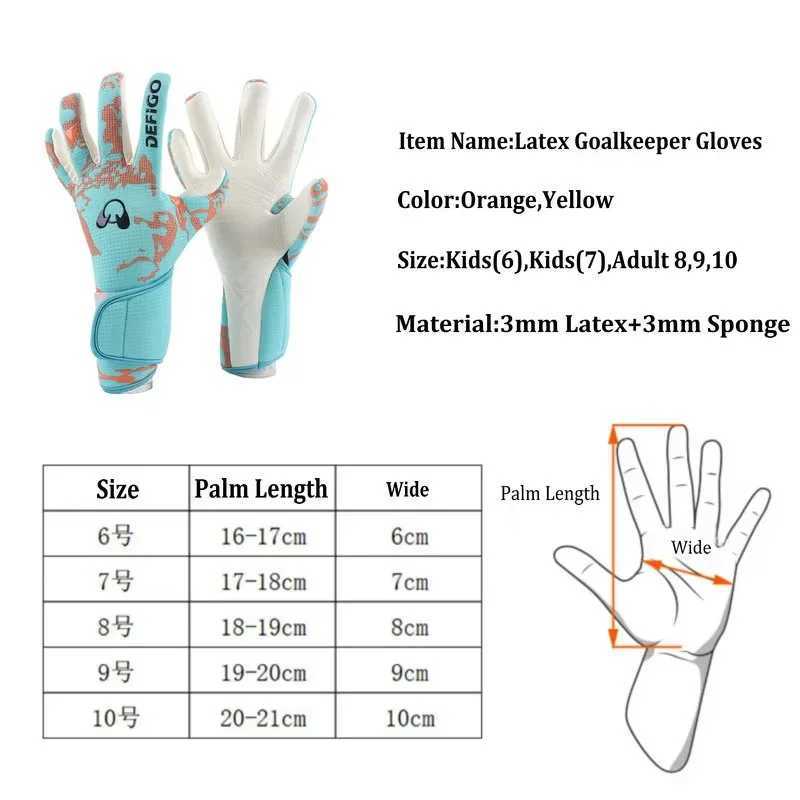 Goalie Gloves Latex Soccer Goalie Goalkeeper Gloves Anti-slip Thicken Football Glove Protection Goalkeeping Gloves Soccer Equipment XJ250606