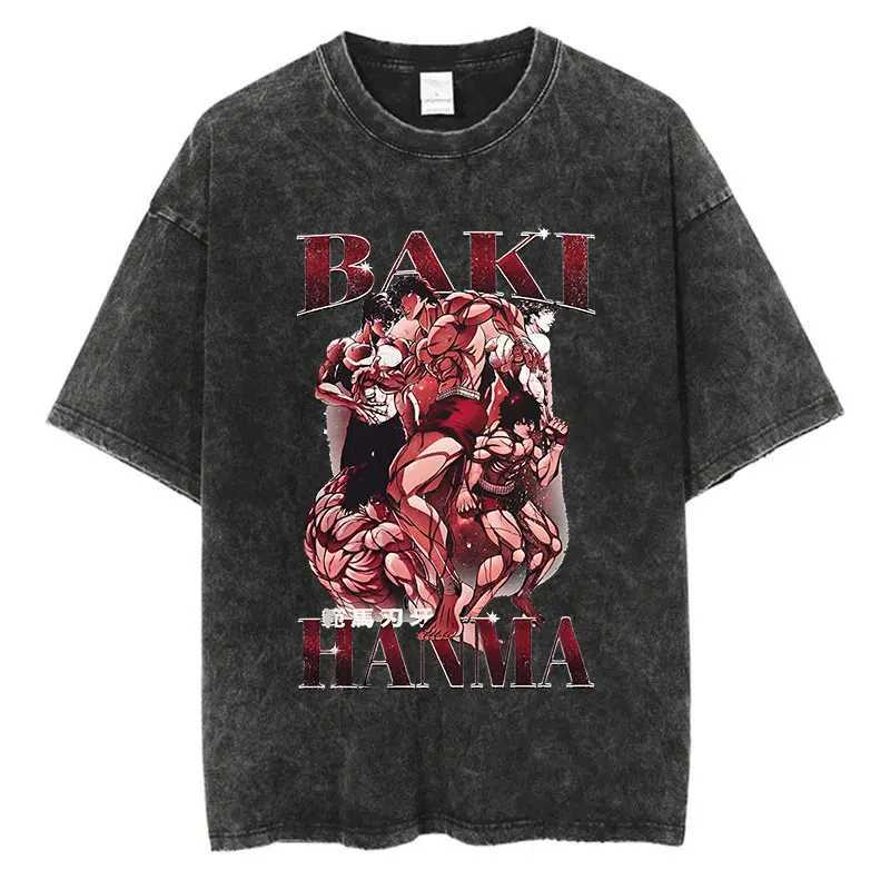 Anime Baki Haman T-shirts Harajuku Vintage 100% Cotton 2024 New Washed T Shirt For Men Hip Hop Streetwear Oversize T-shirt X2506131