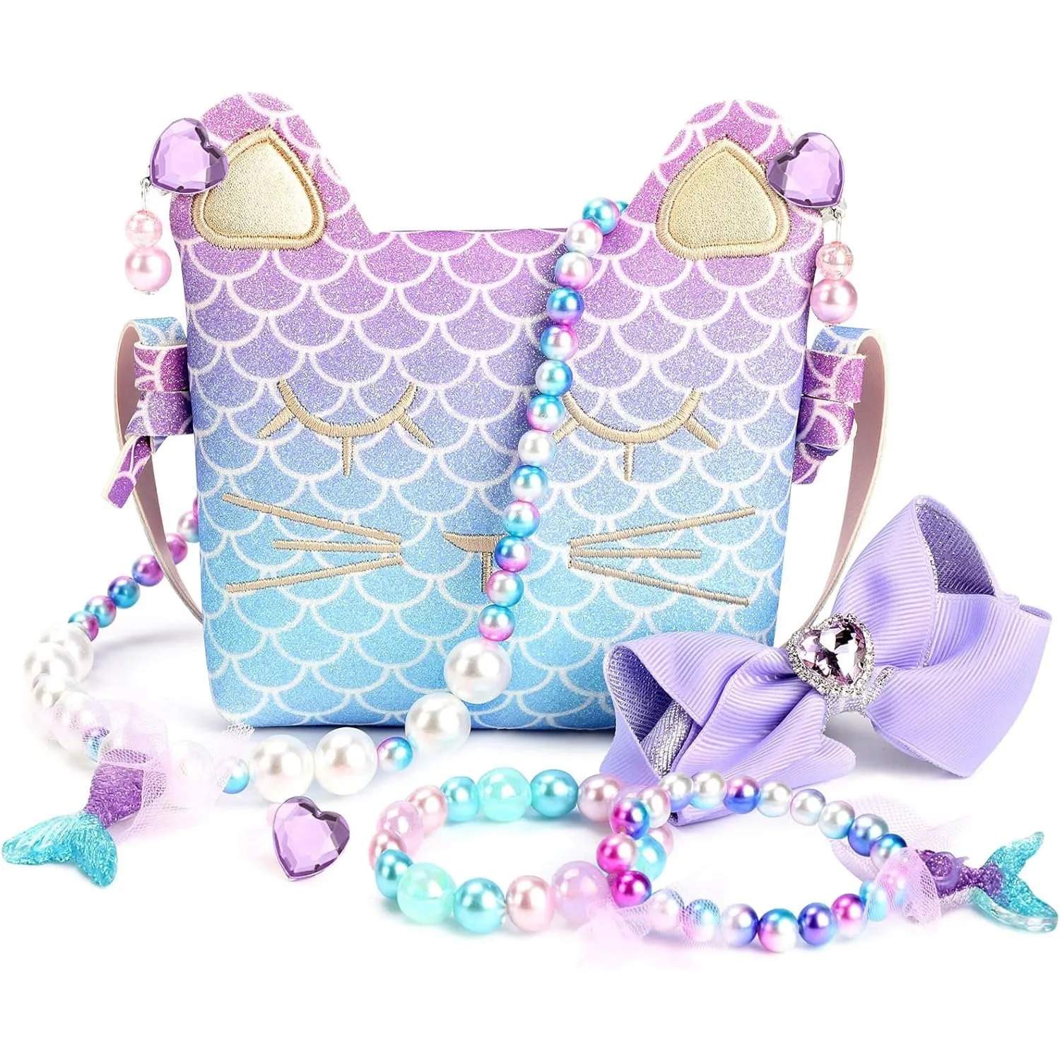 Purse for Little Girls Dress Up Jewelry Pretend Play Kids Accessories Mermaid Gifts 250605