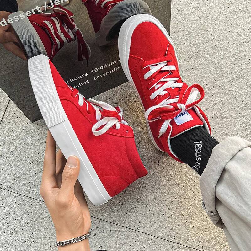 Ddmyoutdoor Ddmyoutdoor Breathable Suede Leather High Top Classic Red Skateboarding Shoes For Women Lace Up Casual Sports Sneakers Men Outdoor Outdoor