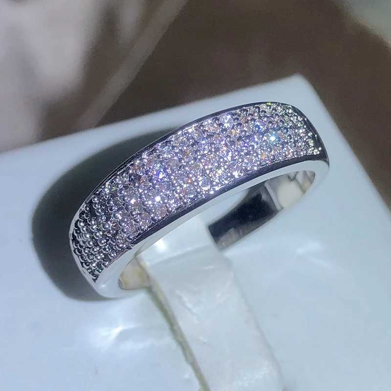 Sparkling White Zirconia Full Diamond Ring Ladies 925 Stamp New Fashion Party Wedding Jewelry Gifts For Men And Women XJ250606