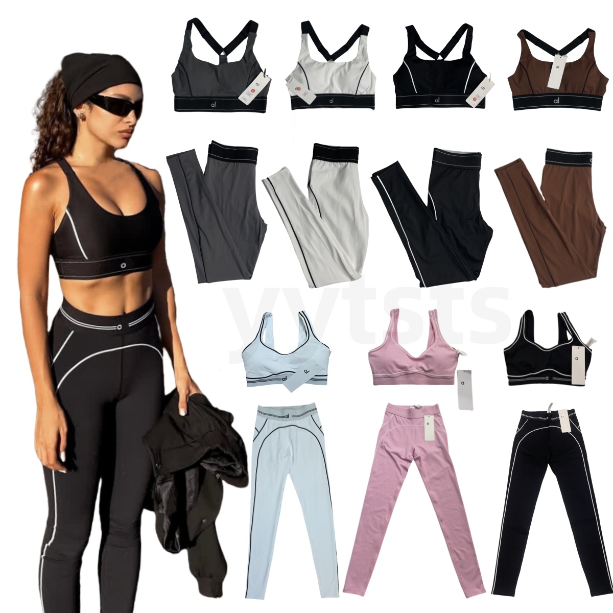 2025 High Quality Aluminum Yoga Women Sports Set High Waist Seamless Tight Pants Cushioned Elastic Fiess Underwear Alosetly Women Clothes