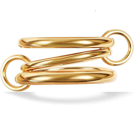 2025 hot Stainless Steel Interlocking Full Diamond Wave Three-Ring Ring Two-Tone Multi-Element New Style with gift box