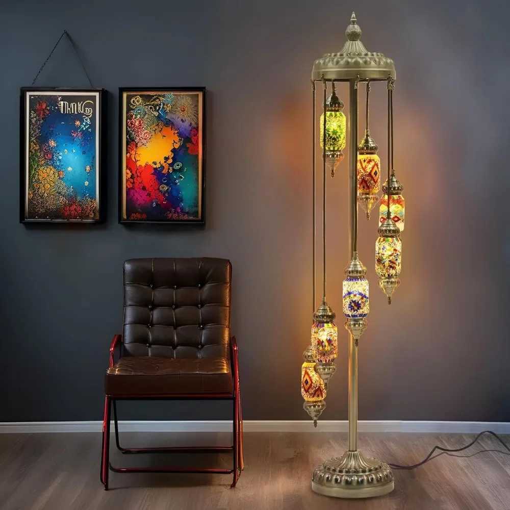 Turkish Mosaic Floor Lamp Handmade Stained Glass Bohemian E12 Bulb W250607