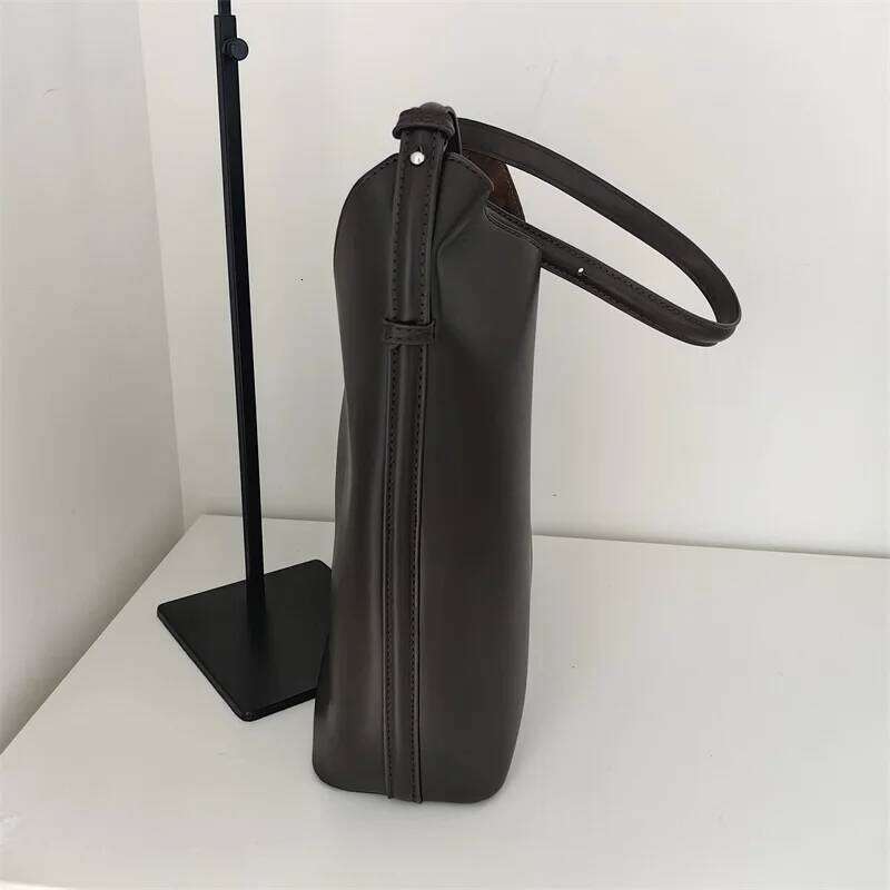 Meet You Solid Color Pu Leather Bucket For Women 2025 Large Capacity Shoulder Side Vintage Female Daily Commuter Bag