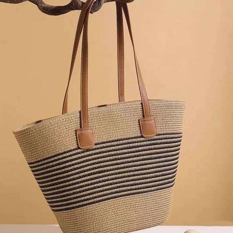 Summer Women's Straw Woven Beach Tote Large Capacity Boho Handmade Basket Bag Designer Shopper Lightweight Travel Sho