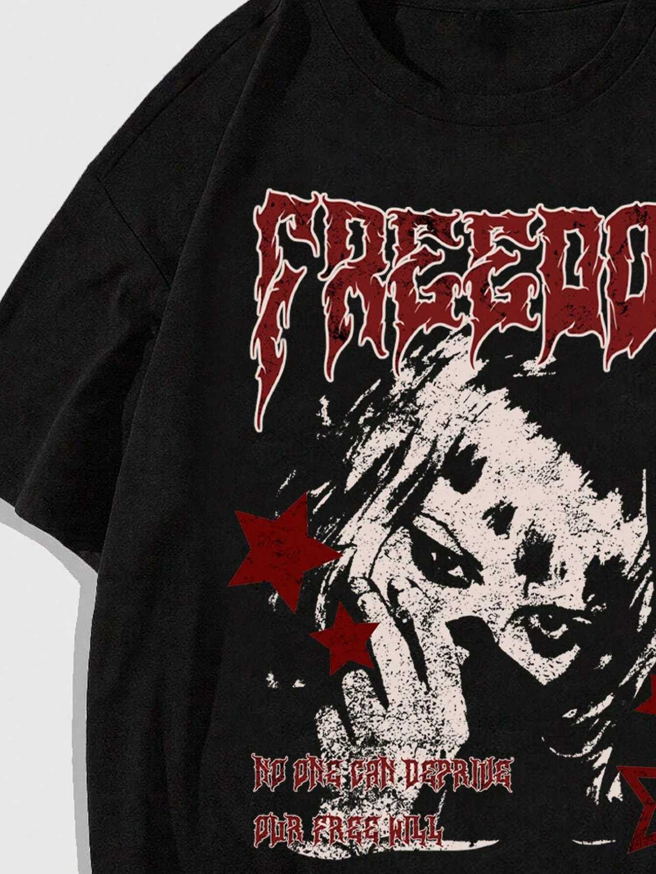 Freedom Portrait Hip Hop Punk Y2k Unisex Men Women Cotton T-shirt Luxury Fashion Big Size Top Short Sleeve Classic Tee S-4xl W250607