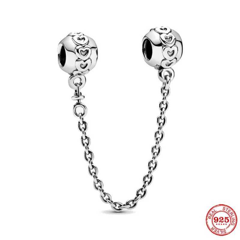 925 Sterling Silver Clear Daisy Flower Butterfly Heart Safety Chain Charm Bead Fit Original Bracelet DIY Women Jewelry XJ250607