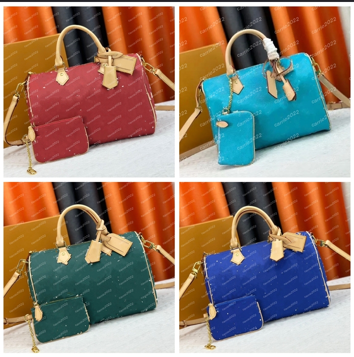 Luxury handbag designer bags SpeedysMono shoulder bag 30 women's crossbody bag pillow bag Boston bag lady printed Totes bag wallet M24424 turquoise Blue Pink Red