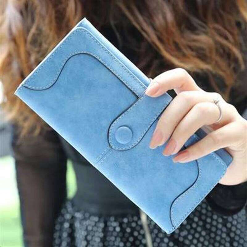 Popular European and American retro frosted PU leather high quality women's handbag multi-card folding buckle Fashion trend long MASA
