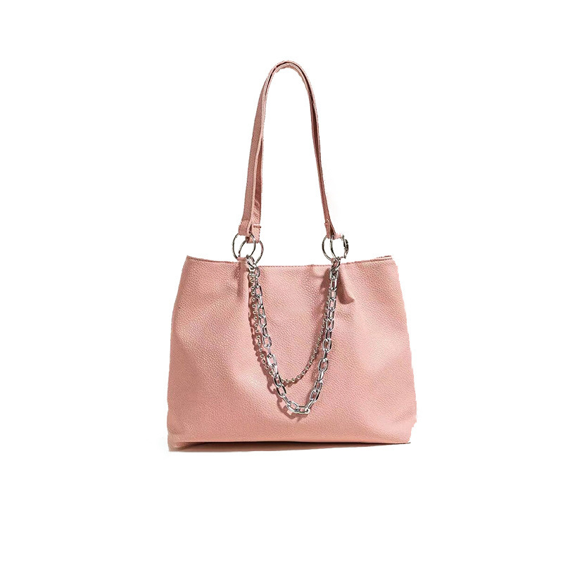 designer 2025 New Fashion Chain Tote Bag for Women, Niche Large Capacity Shoulder Bag, Pink Commuter Handbag for Classes