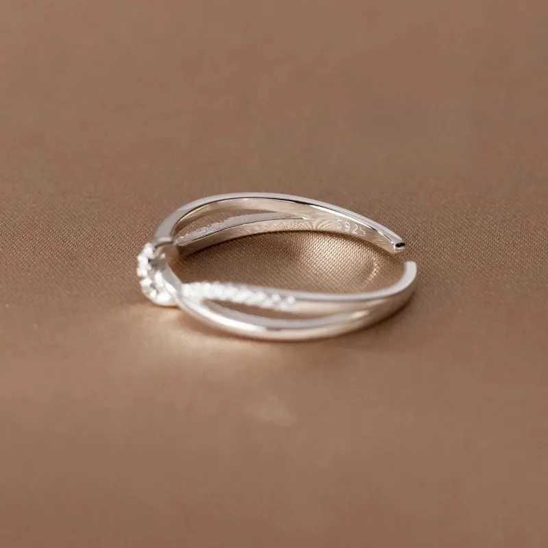 925 Sterling Silver Cross Knotting Zircon Rings For Women Girls Wedding Luxury Jewelry Accessories Jewellery Argent 925XJ250606