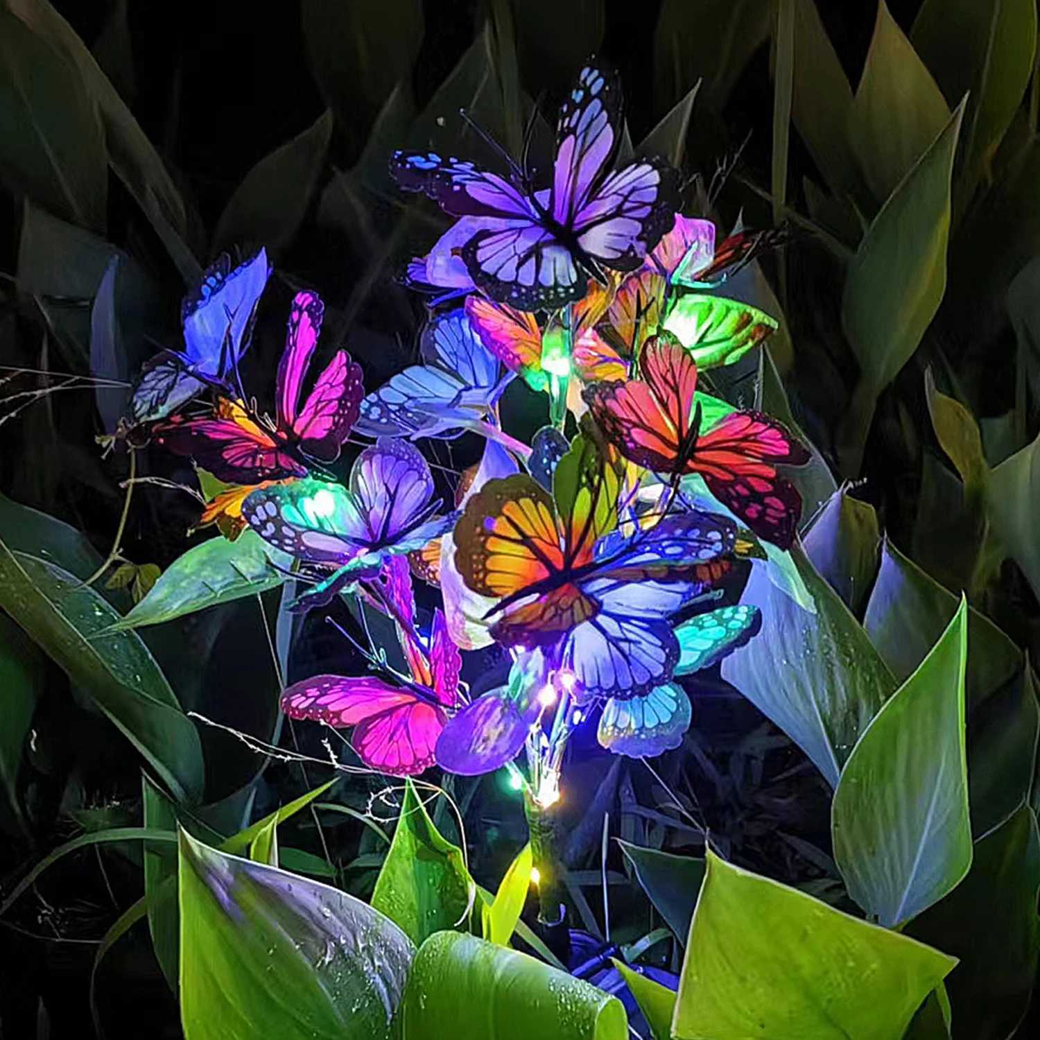 1 PC Solar Garden Lights Outdoor Waterproof Butterfly Flower Lamp IP65 Solar Powered Garden Decor for Patio Holiday Gift XJ250606