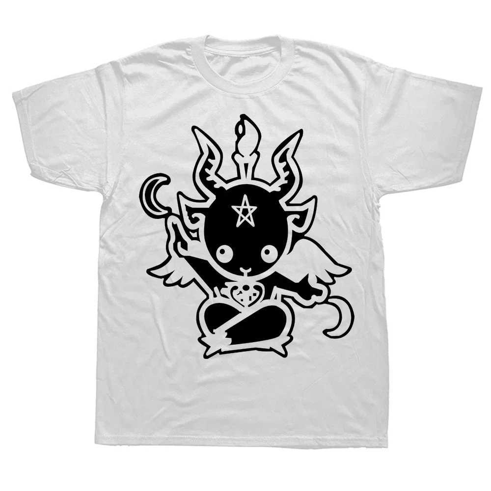 New Summer Style Satanic Goat Baphomet Cartoon T Shirt Men Cotton Short Sleeve Printed T-shirt Brand Tshirt Mens Clothing W250607