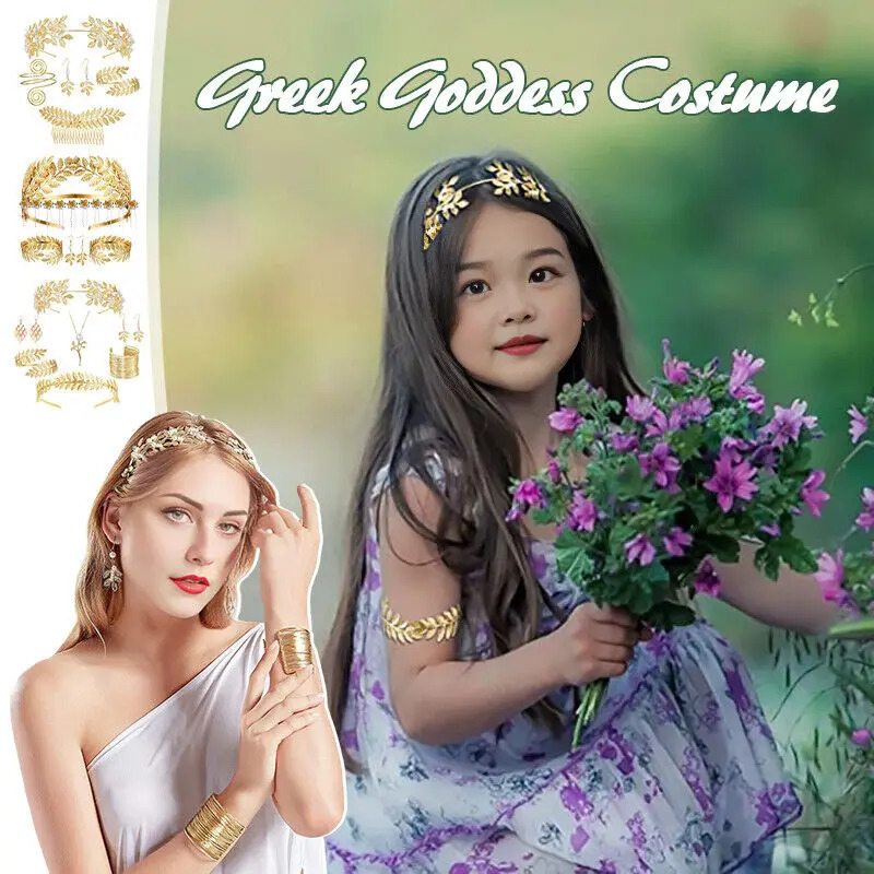 1 Set Greek Goddess Vintage Hair Jewelry Accessories - Bridal Earrings Bracelet Headpiece for Wedding and Party Dress Up 250529