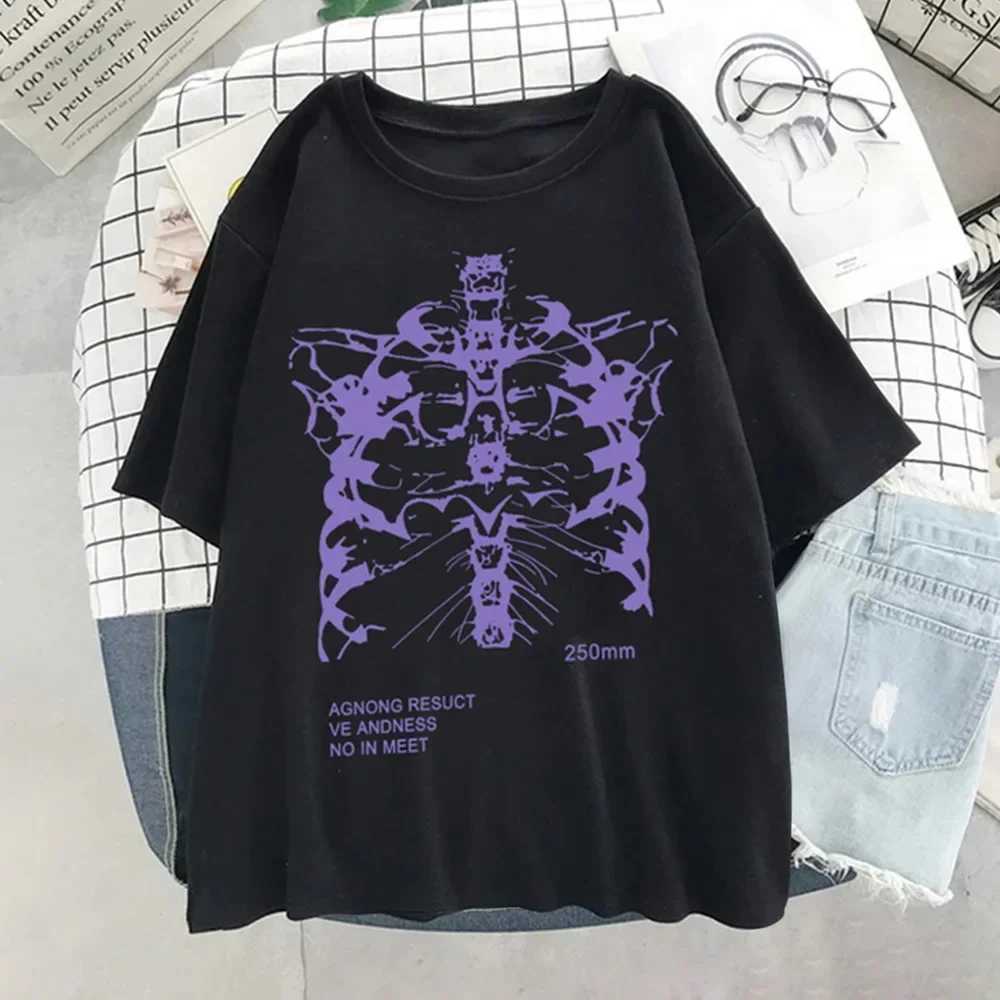 Y2k Harajuku Skeleton Print T-shirts for Gothic Hip Hop Streetwear Men Women T Shirt Summer Black Goth Clothes Short Sleeve Tees W250607