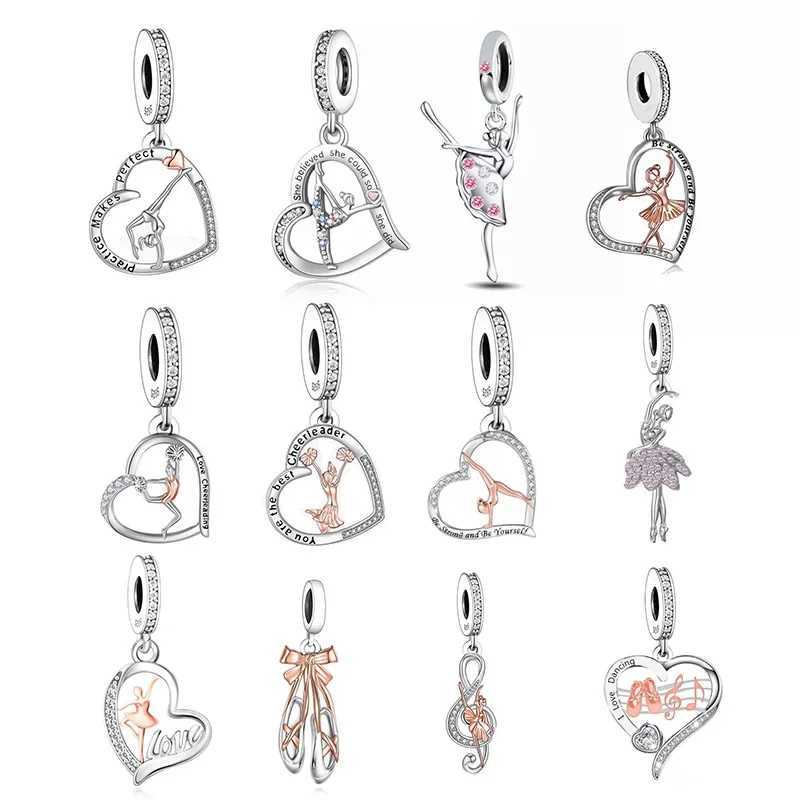 Huoonew Fit Original Pan Charm Bracelet 925 Silver Gymnast Gymnastics Ballerina Bead For Making Inspirational Berloque DIY XJ250607