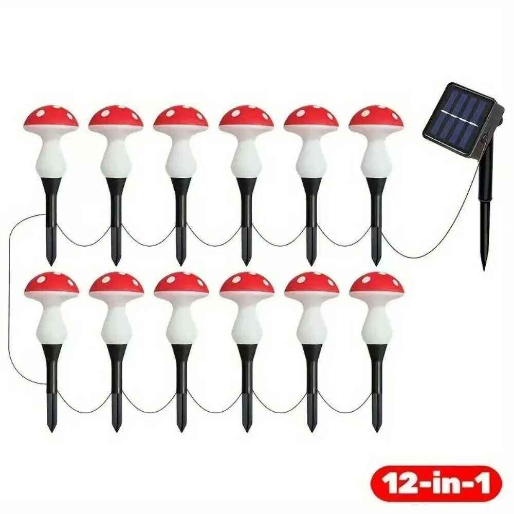 1PC 8/12LED solar mushroom ground plug light with eight lighting modes used for gardens lawns courtyards and outdoor decoration W250607