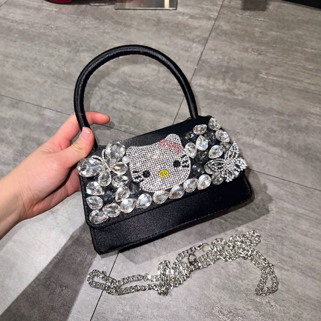 Top High Quality New Style Style Box Diamond Bag Single Shoulder Crossbody Bag Crystal Light Bag Flower Sequin Chain Bag Rhinestone Bag New Free Deliv