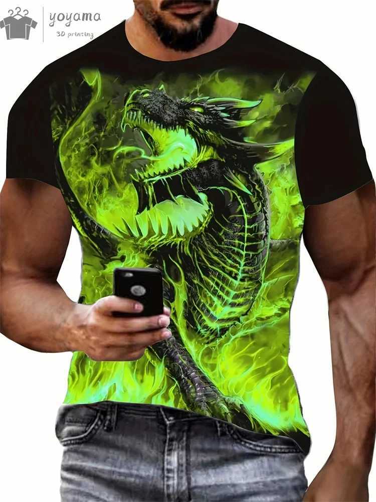 Dragon Print Clothes Men Funny Mens Summer Clothes T-shirt Men Short Sleeve Tee Dragon Graphic T-shirts Personalized T-shirt W250607
