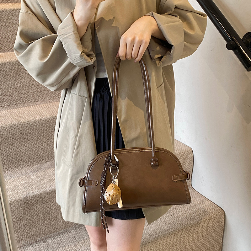 designer High-End Boston Bowling Bag 2025 New Niche Design Underarm Handbag Retro Single Shoulder Underarm Bag