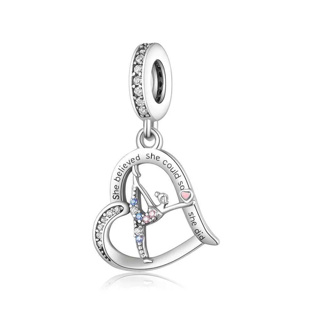 Huoonew Fit Original Pan Charm Bracelet 925 Silver Gymnast Gymnastics Ballerina Bead For Making Inspirational Berloque DIY XJ250607