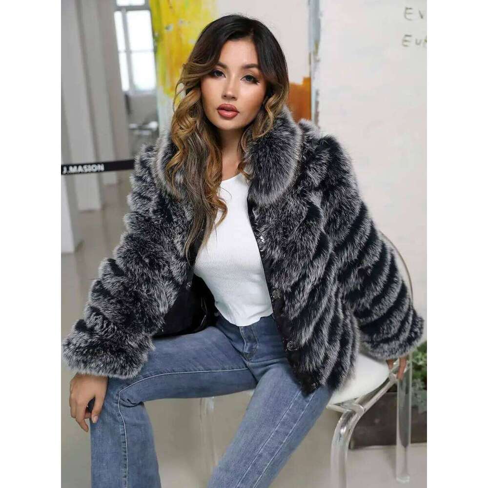 MISSJANEFUR Coats Women Reversible 2022 New Fashion Real Fox Fur Two-Way Soft Wholesale Warm Winter Jackets