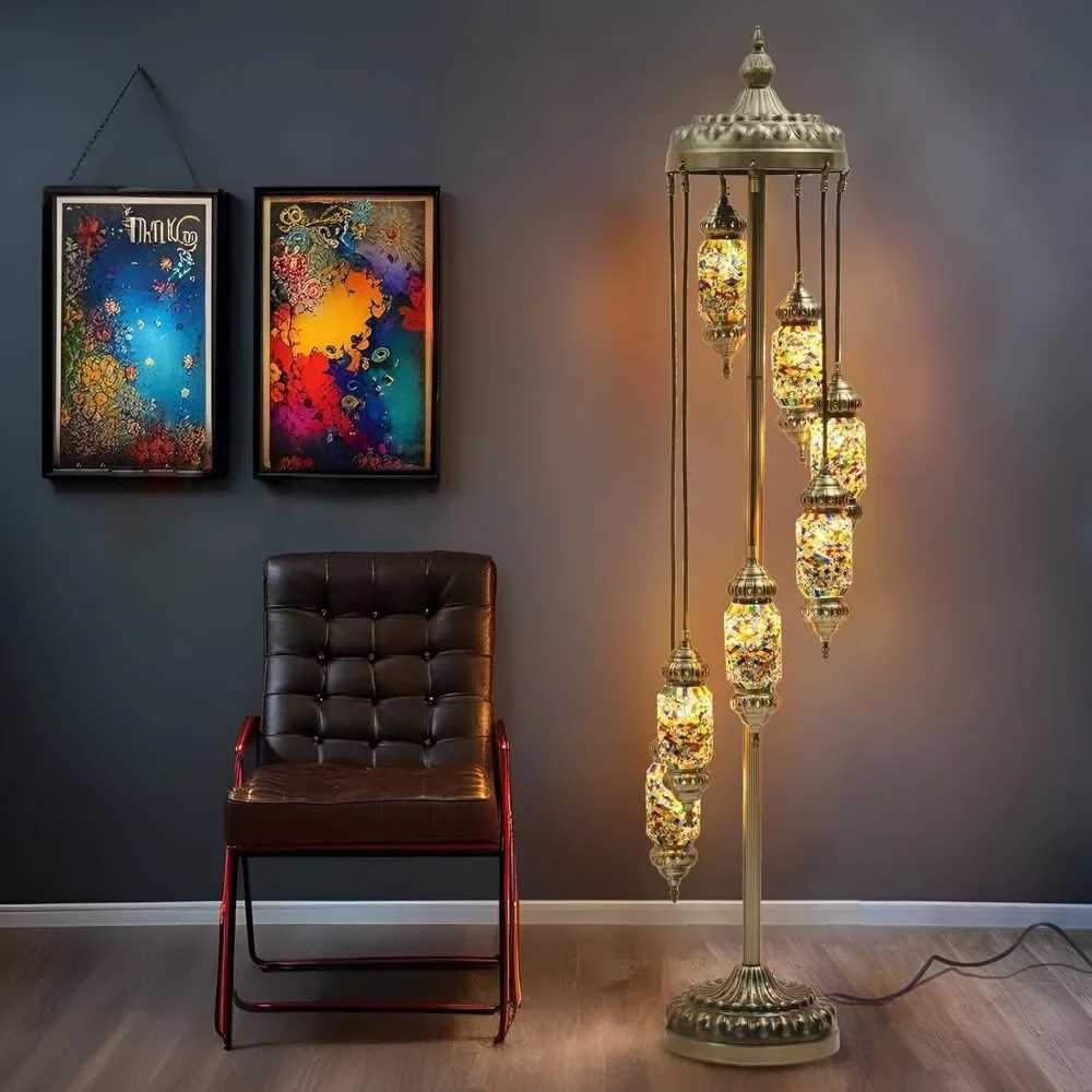 Turkish Mosaic Floor Lamp Handmade Stained Glass Bohemian E12 Bulb W250607