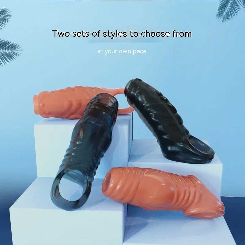 New Reusable Penis Sleeve Glans Penis Enlarger Extender Delay Ejaculation Cock Ring Sex Toys for Men Couples XJ250607