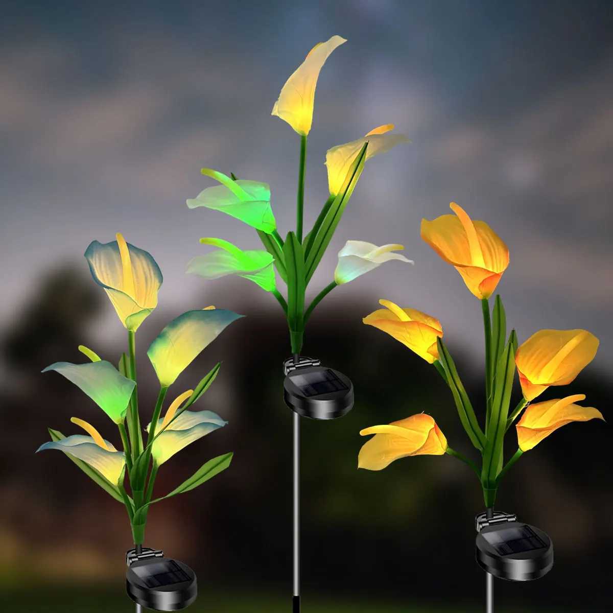 Horseshoe Lotus Solar Garden Light Outdoor IP65 Waterproof Simulated Flower LED Decorative Courtyard Lawn LightXJ250606