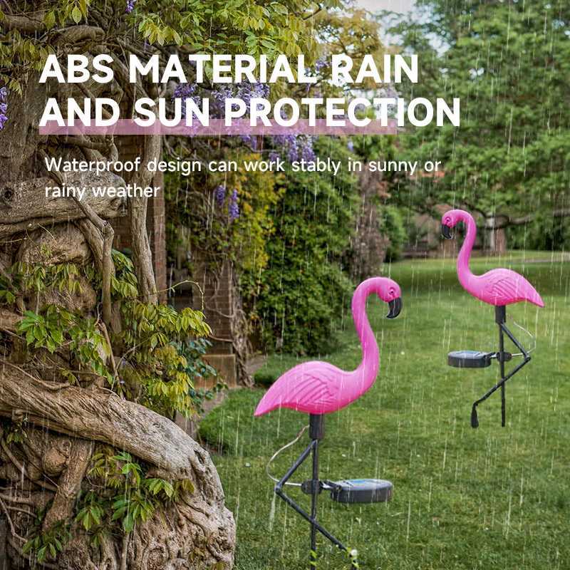 Pink Flamingo Solar Light Outdoor Courtyard Decoration Light Waterproof Garden LED Patio Walkway Light with Lights Ground Lamp XJ250606