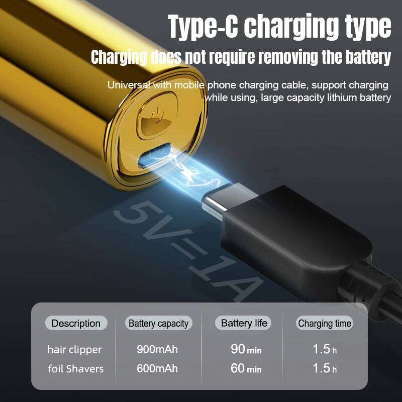 RESUXI 640 Men's Digital Display Hair Clipper Electric Shaver 3-Blade Net Reciprocating Rechargeable Razor Whole Body Washing