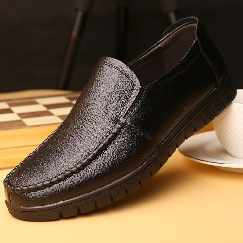 Men Shoes Top Layer Cowhide Men Simple Versatile Breathable Casual Leather Shoes Driving Shoes 250605