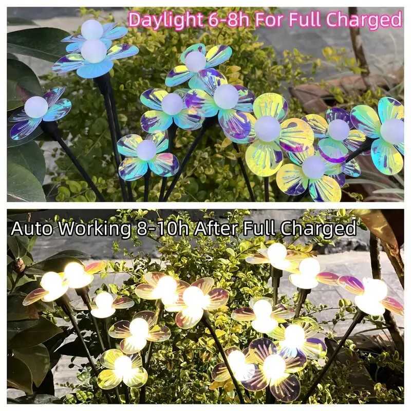 1PC Solar Firefly Flower LED Lights Outdoor Waterproof 2 Modes Decoration Lamp Landscape Lighting For Garden Lawn Patio Pathway XJ250606